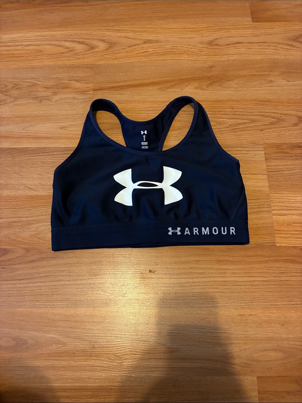 Under Armour Navy Blue Sports Bra with White Logo